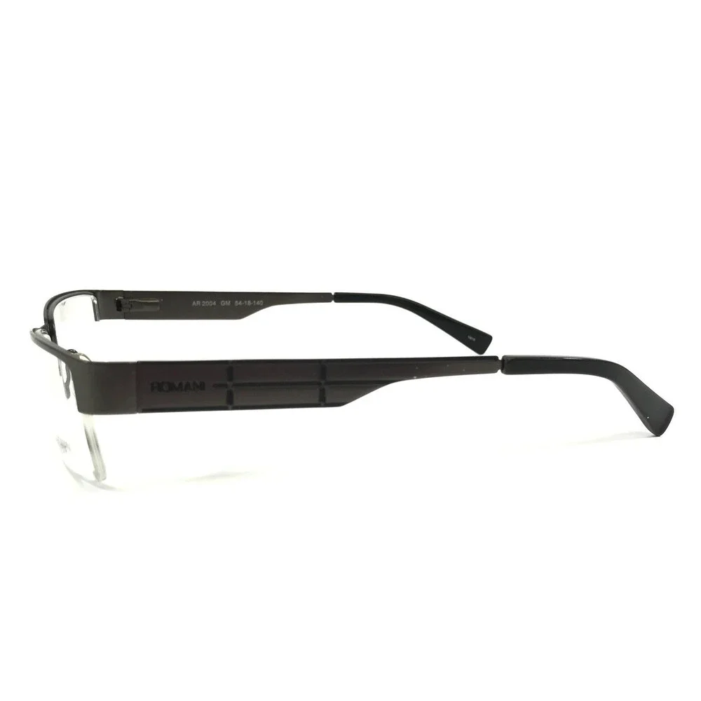Alberto Romani Eyeglasses Frames AR2004 GM Gunmetal Rectangle Half Rim 54-18-140